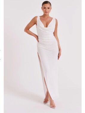 Meshki Laney Hot Fix Mesh Cowl Maxi Dress Size Medium